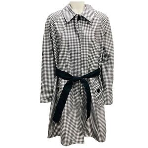 DOROTHEE SCHUMACHER GREY / WHITE GINGHAM CHECK MICRO COAT WITH BELT